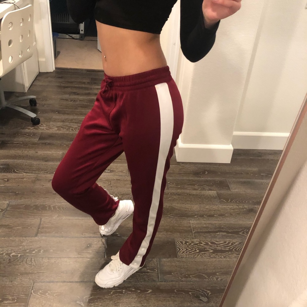 Red button up pants